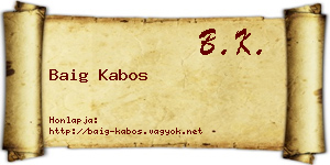 Baig Kabos névjegykártya